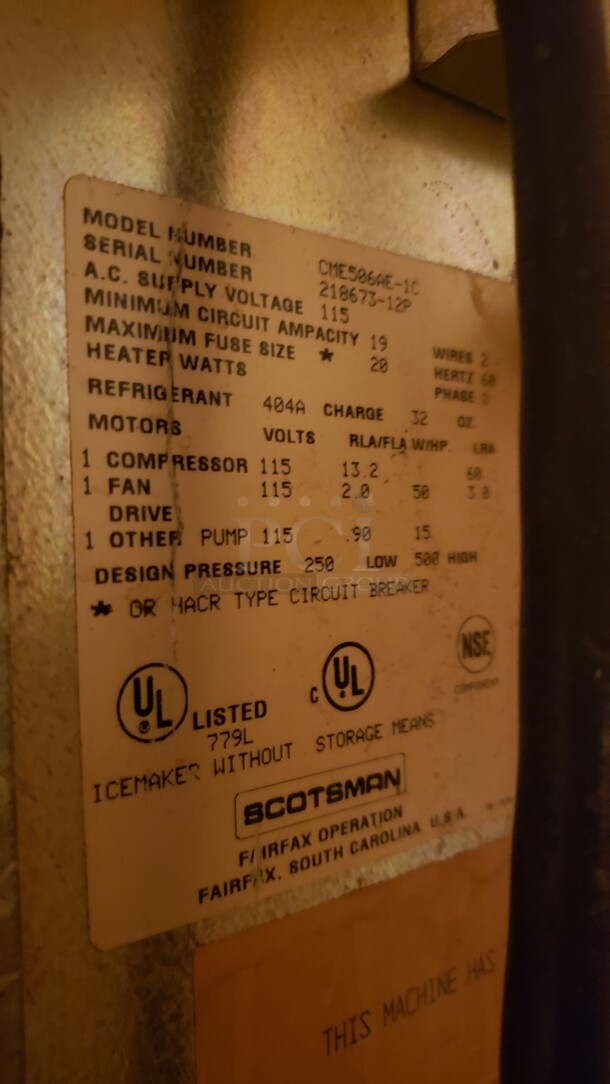Scotsman Ice Machine w/ Bin

Not Tested

(Location 1) - Image 6 of 7