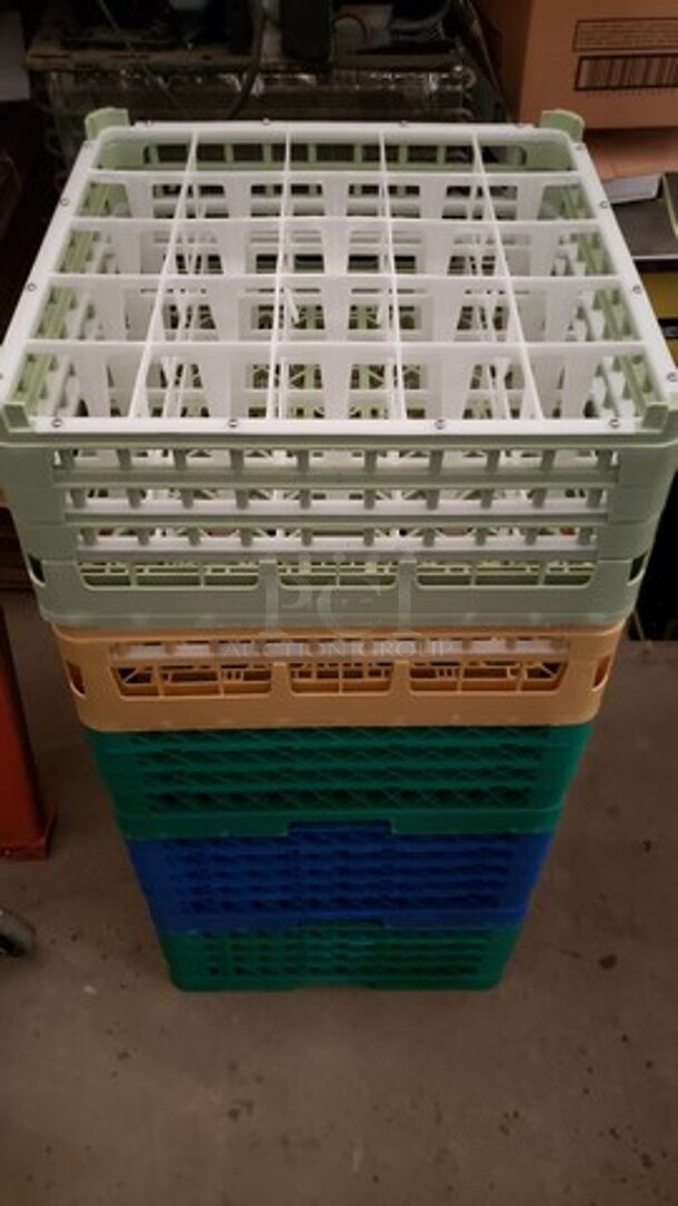 Lot of 5 25-Compartment Glass Racks!