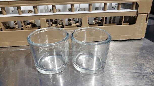 Lot of 11 Glasses and a 25-Compartment Glass Rack!