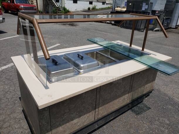 5 Well Mobile Food Cart w/ Enclosed Base, and Sneeze Guard! On Casters! - Image 1 of 6