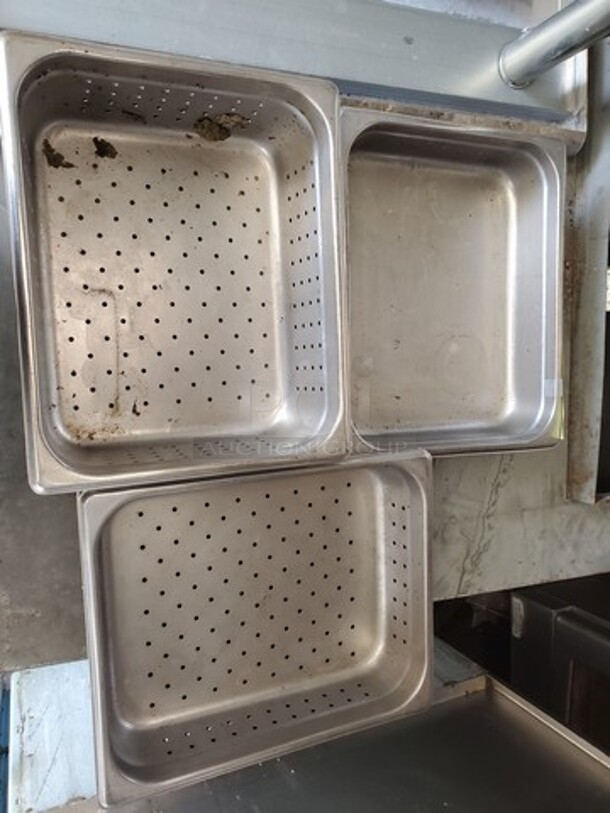 Perforated Stainless Steel Pan (3) Food pan (1) BIDX4 - Image 1 of 2
