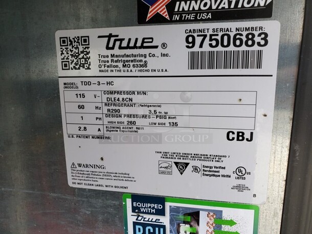 True TDD-3-HC Top Draft Beer Cooler| Two Section Solid Door Back Bar Cooler|115V 69X28X37 Like New! - Image 4 of 8