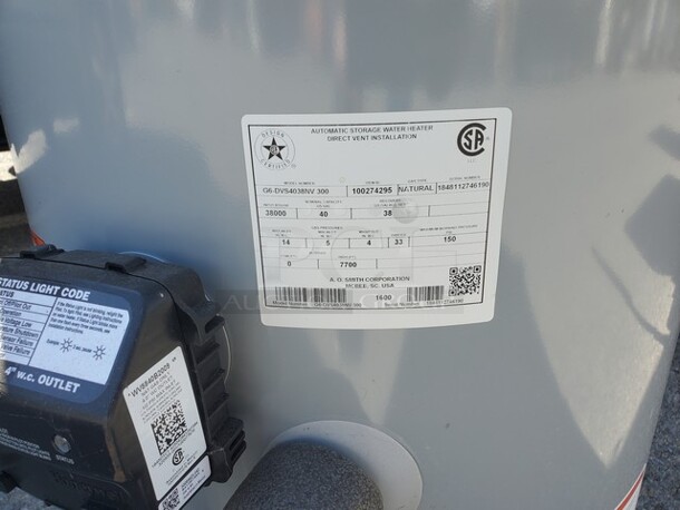 AO Smith G6-DVS4038NV 300  40 Gal. Residential water heater Like New! - Image 4 of 7