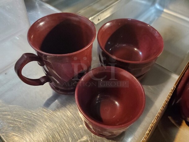 ALL ONE MONEY Dinex Turnbury 8 oz. Cranberry Insulated Mugs with Pedestal Base & 9oz Bowls - Image 3 of 3