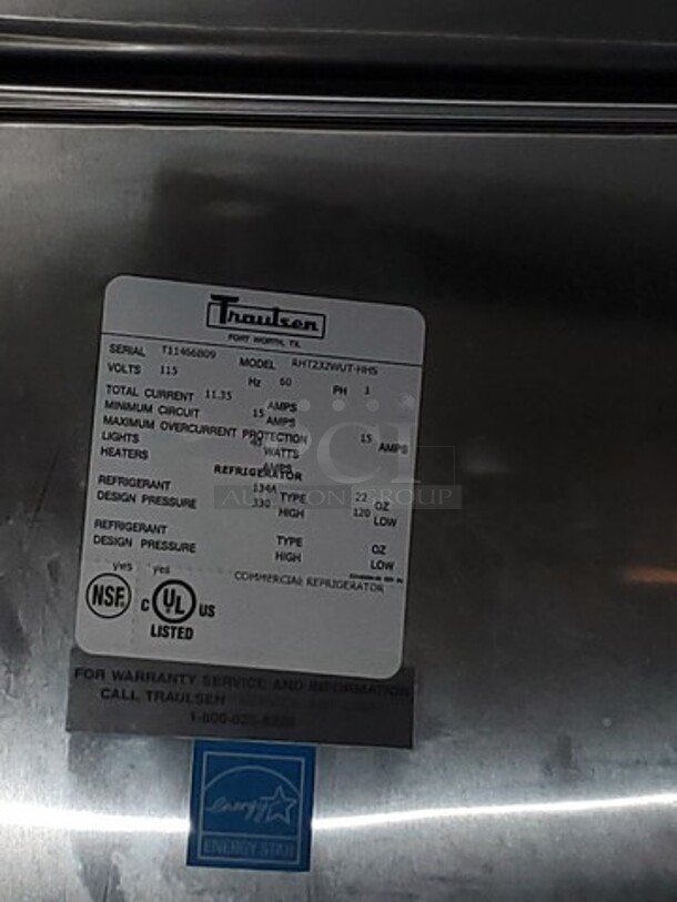 Traulsen RHT232WUT-HHS 58" Two Section Reach In Refrigerator, (4) Right Hinge Solid Doors, 115V, (Missing cover) On Casters, Very nice condition, Like new! - Image 4 of 6