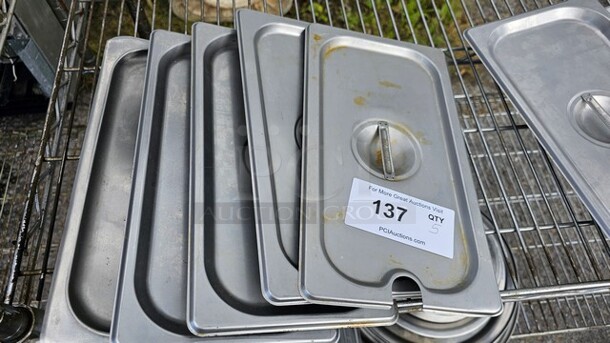 Lot of 5 Stainless Steel Lids for Food Pans - Image 1 of 4