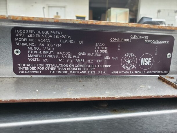Vulcan VC4GD VC Series Standard Depth Gas Convection Oven
120 V
60 Hz
1 PH - Image 3 of 5