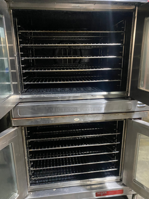 RARE FIND! Blodgett MARK V Commercial Double Deck Electric Powered Convection Oven! With View Through Doors! With Metal Oven Racks! Stainless Steel! On Legs! 2x Your Bid Makes One Unit! Model: Mark V 3 Phase - Image 5 of 9