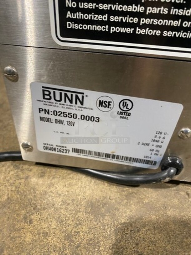 Bunn Commercial Countertop Hot Water Dispenser! Model: 0HW SN: OHW0016237 120V 60HZ 1 Phase - Image 4 of 4