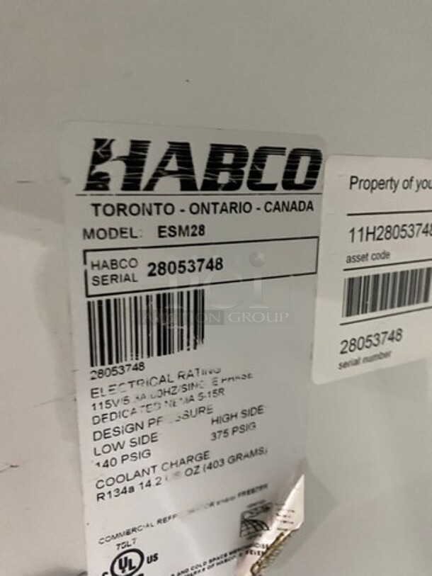 Habco Commercial Single Door Reach In Cooler! With View Through Door! Poly Coated Racks! Model: ESM28 SN: 28053748 115V 60HZ 1 Phase - Image 7 of 8