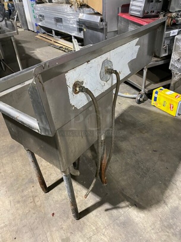 Green World Commercial Single Compartment Dish Washing Sink! With Single Side Drain Board! With Faucet And Handles! With Back Splash! All Stainless Steel! On Legs! Model: TSA1L1 - Image 3 of 9