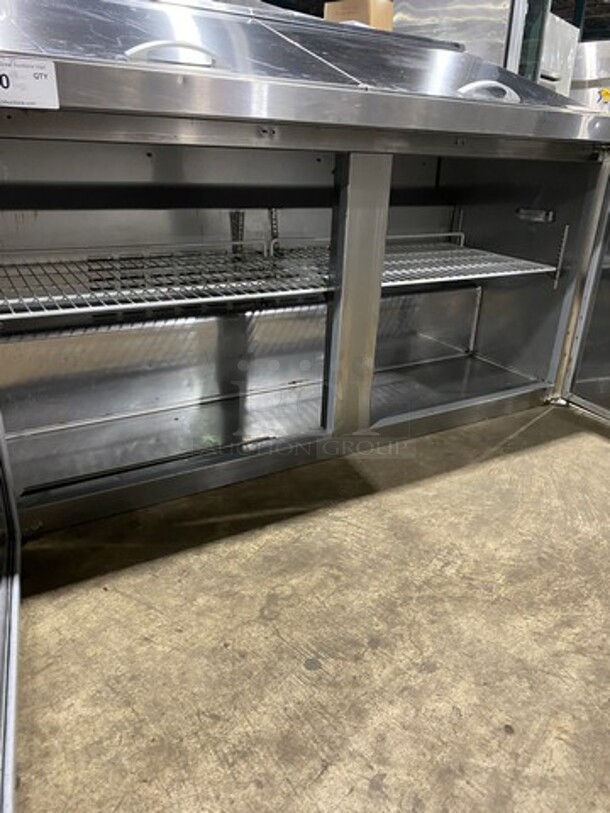 Universal Coolers Commercial Refrigerated Sandwich Prep Table! With 2 Door Underneath Storage Space! Poly Coated Racks! All Stainless Steel! REMOTE COMPRESSOR, NO COMPRESSOR! - Image 6 of 8
