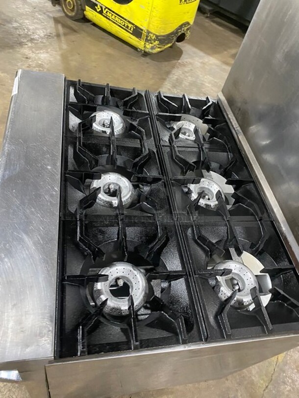 American Range Commercial Natural Gas Powered 6 Burner Stove! With Backsplash! With Full Size Oven Underneath! All Stainless Steel! On Casters! - Image 4 of 10