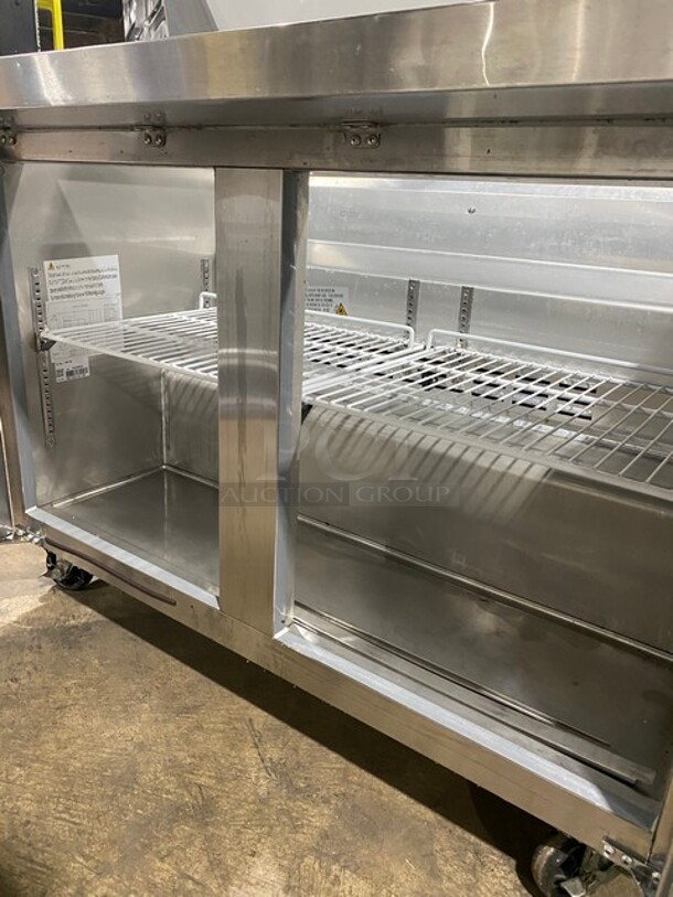 Coldline All Stainless Steel Refrigerated Mega Top Sandwich Prep Table! With Two Door Underneath Storage Space! On Casters! - Image 6 of 8