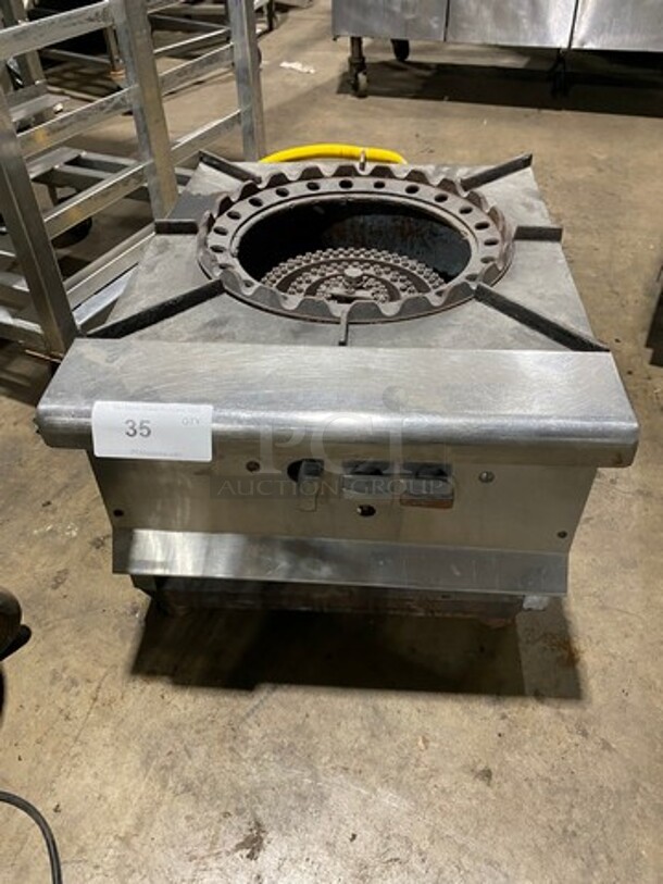 Commercial Natural Gas Powered Single Jet Burner Stock Pot Range! Stainless Steel Body! On Small Legs! - Image 1 of 7