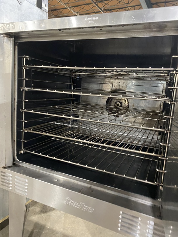 Nice! SUNFIRE Commercial Natural Gas Powered Stainless Steel Powered Convection Oven On Legs! W/ Metal Racks! Model SCOGS10!  - Image 6 of 9