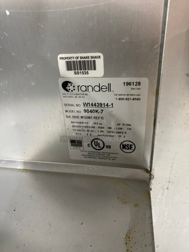 Randell Commercial Refrigerated Mega Top Sandwich Prep Table! With 2 Door Underneath Storage! All Stainless Steel! On Casters! MODEL 9040K7 SN:W14439141 115V 1PH - Image 7 of 9