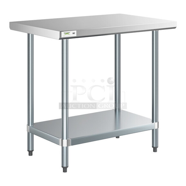 BRAND NEW SCRATCH & DENT! Regency 24" x 36" 18-Gauge 304 Stainless Steel Commercial Work Table with Galvanized Legs and Undershelf. IN THE BOX! 2x Your Bid - Image 1 of 2