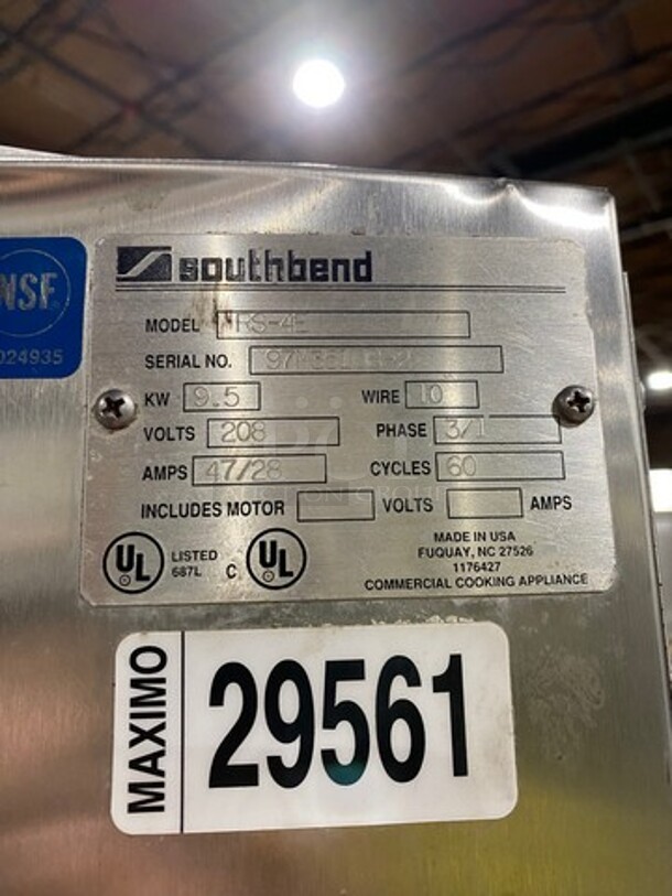 Southbend Commercial Electric Powered Double Deck Steam Cabinet! All Stainless Steel! On Legs! Model: RS4E SN: 97M351082 208V 60HZ 1/3 Phase - Image 5 of 10