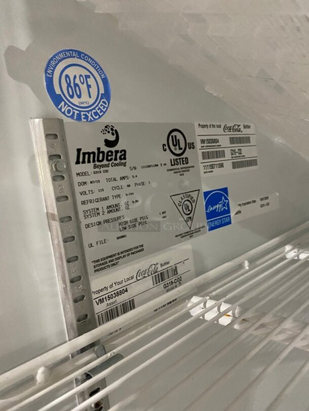 Imbera Commercial Single Door Reach In Refrigerator Merchandiser! With Poly Coated Racks! Model G319C02 Serial 111150711390! 115V 1Phase!  - Image 7 of 8