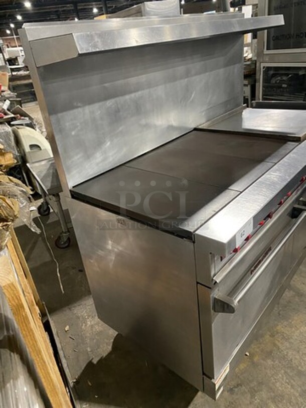 AMAZING! Vulcan Commercial Electric Powered French Top/ Hot Plate With Right Side Flat Griddle! With Raised Back Splash And Salamander Shelf! With 2 Oven Underneath! All Stainless Steel! On Casters! - Image 2 of 11
