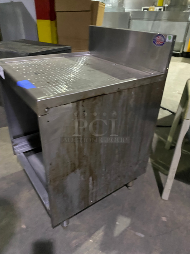 Perlick Under The Counter Drainboard! With Back Splash! All Stainless Steel! On Legs! - Image 3 of 7