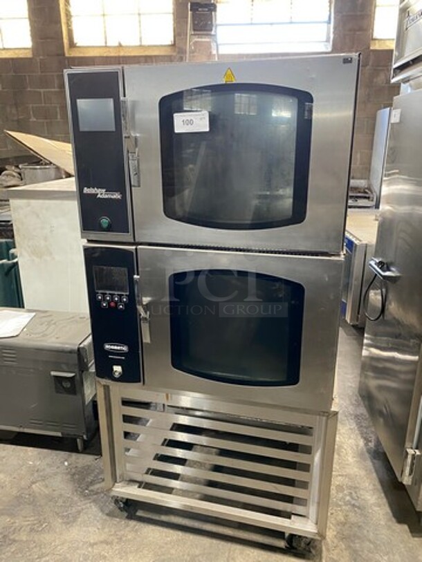 SUPER! Belshaw Adamatic Commercial Electric Powered Double Deck Combi Oven! With View Through Doors! With Pan Racks Underneath! All Stainless Steel! On Casters! 2x Your Bid Makes One Unit! Model: FG189UZ84 SN: 2000003710FA032620 208/220V 60HZ 3 Phase - Image 1 of 12