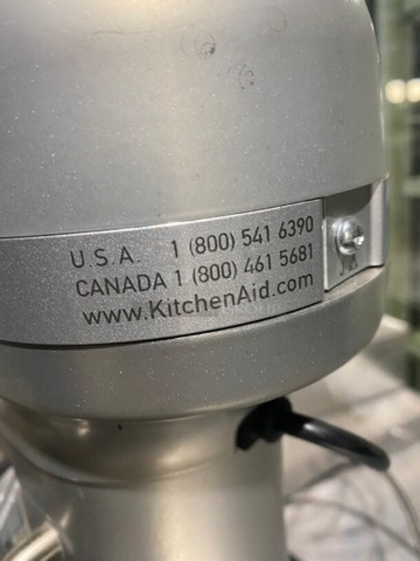 Kitchen Aid Countertop Planetary Mixer! With Mixing Bowl! With Spiral Hook And Whisk Attachment! - Image 6 of 7