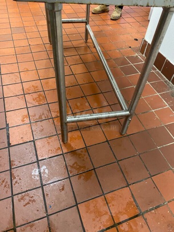 Solid Stainless Steel Side Dishwasher Table! With Back And Single Side Splash! With Storage Space Underneath! On Legs! - Image 7 of 7