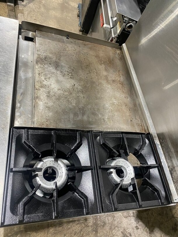American Range 2 Burner Gas Range With Griddle, And Oven Underneath & Back Splash! On Legs! - Image 5 of 8