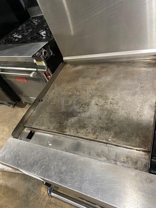 American Range 2 Burner Gas Range With Griddle, And Oven Underneath & Back Splash! On Legs! - Image 7 of 8