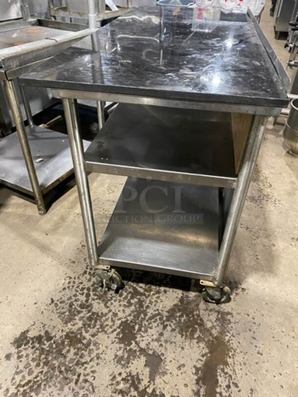 Solid Stainless Steel Work Top/ Prep Table! With Storage Space Underneath! On Casters! - Image 2 of 7