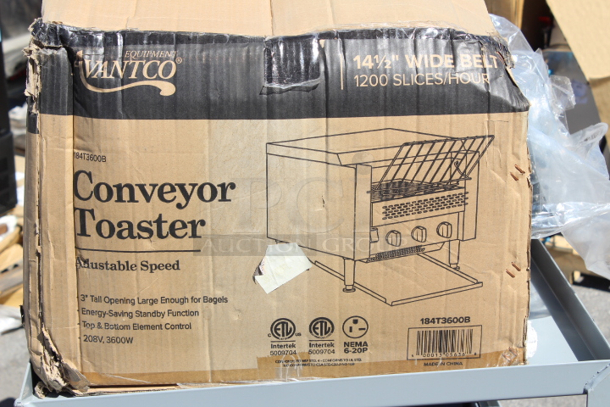 BRAND NEW SCRATCH & DENT! Avantco T3600B Commercial 14 1/2" Wide Conveyor Toaster with 3" Opening - 208V, 3600W, 1200 Slices per Hour. Packaging is damaged. 18-1/2x18x16-1/2 - Image 6 of 6