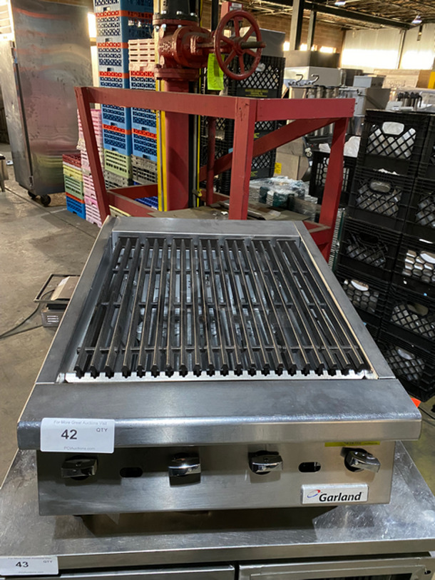 Garland Commercial Countertop Natural Gas Powered Char Grill! All Stainless Steel! On Small Legs! Model: GTB24 SN: 1511100100607
