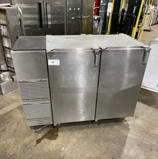 Glastender 2 Door Bar Back Cooler! With Poly Coated Racks! All Stainless Steel! On Legs! Model: NPT52L6SNH(LL/RR) SN: 134125922N 115V 60HZ 1 Phase