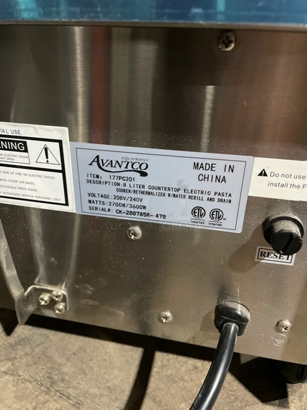 Avantco 8 Liter Countertop Electric Pasta Cooker! With Water Refill And Drain! - Image 7 of 10