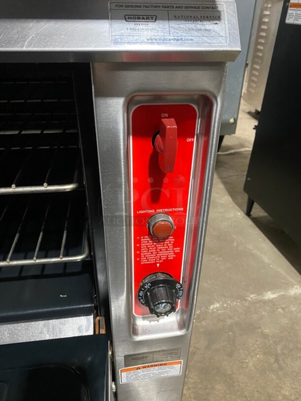 Vulcan Commercial French Top/ Hot Plate Stove! With Raised Back Splash With Double Overhead Shelf! With Oven Underneath! All Stainless Steel! On Legs! MODEL GH30 SN:481609310 - Image 9 of 11