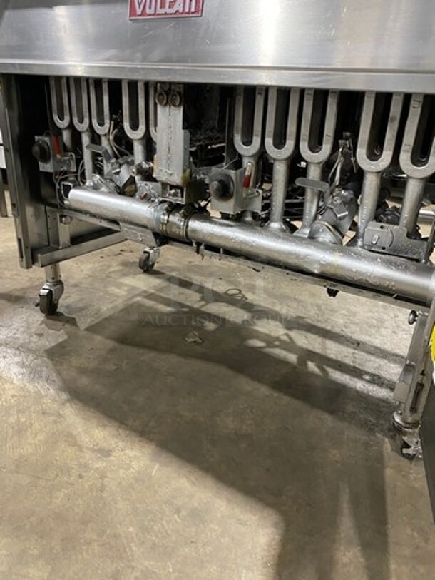 WOW! Vulcan Commercial Natural Gas Powered 3 Bay Deep Fat Fryer! All Stainless Steel! On Casters! Model: 3GR65F SN: 481533671 - Image 7 of 10