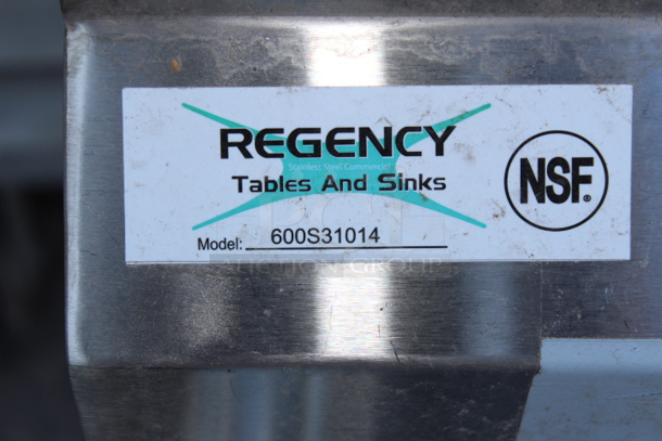 BRAND NEW SCRATCH & DENT! Regency 600S31014G 39" 16-Gauge Stainless Steel Three Compartment Commercial Sink Without Drainboards - 10" x 14" x 12" Bowls - Image 7 of 7