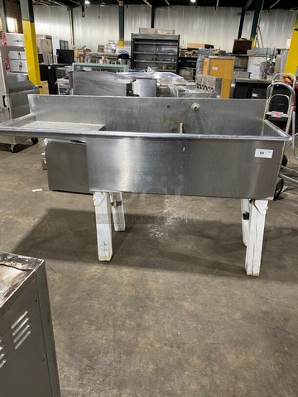 Commercial 2 Compartment Dish Washing Sink! With Single Side Drain Board! With Back Splash! All Stainless Steel! On Legs!