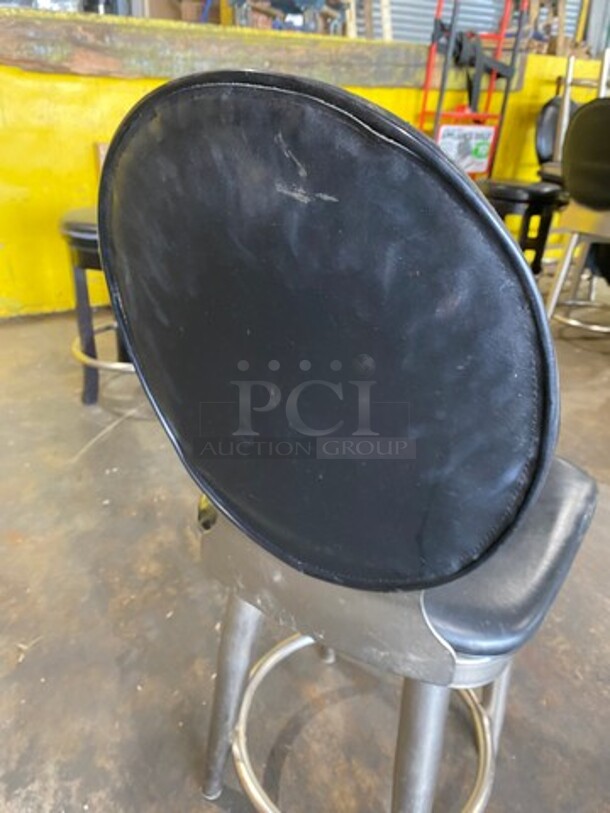 Black Cushioned Chairs! With Metal Base! With Footrest! 5x Your Bid! - Image 6 of 6