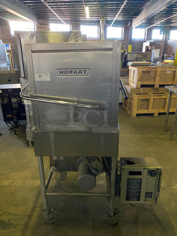 Hobart Commercial Pass-Through Dishwasher! All Stainless Steel! On Casters! Model: AM14C SN: 12102211CF 200/230V 60Hz 3 Phase