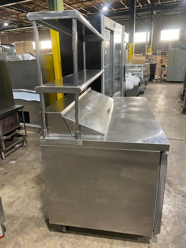 WOW! Continental Commercial Mega Top Sandwich/Salad Prep Table! With 3 Door Refrigerated Base! With 2 Overhead Shelves! All Stainless Steel! On Casters! 115V 1 Phase! Model: CRA60-12 SN: 157A5975! - Image 2 of 10