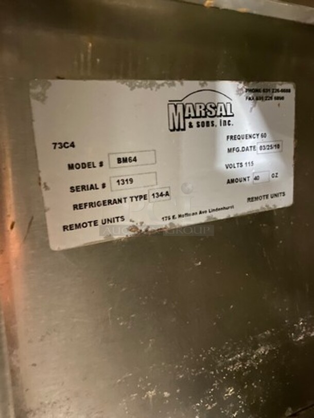 2010 Marsal Commercial Refrigerated Pizza Prep Table! With Single Door Storage Space! With 2 Drawers Underneath! All Stainless Steel! On Casters! Model: BM64 SN: 1319 115V 60Hz 1 Phase - Image 7 of 9