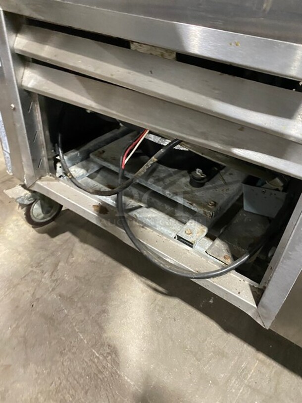 Leader Commercial Refrigerated Pizza Prep Table! With 2 Door Underneath Storage Space! All Stainless Steel! With Commercial Cutting Board! Model DR48SC Serial PT034266! 115V 1Phase! On Casters! - Image 9 of 10