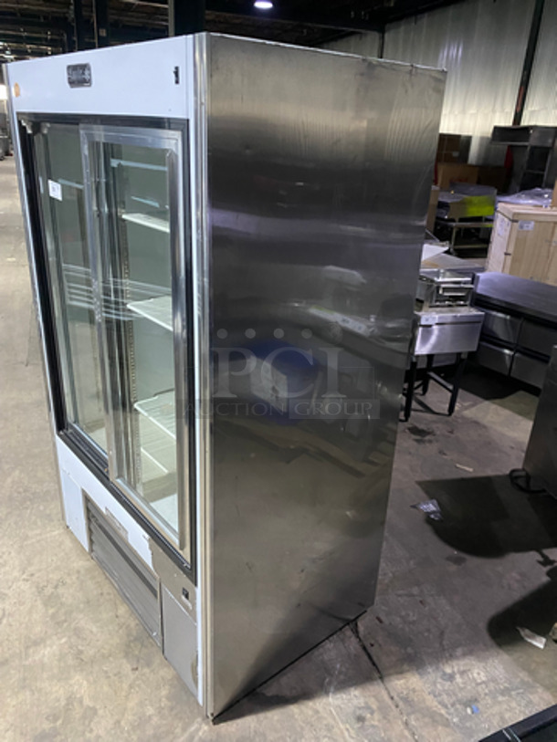 Leader Commercial Refrigerated 2 Door Reach In Merchandiser! With Sliding View Through Doors! With Poly Coated Racks! Stainless Steel Body! Model: LS48SC SN: PV08C2002 115V 60HZ 1 Phase - Image 2 of 10