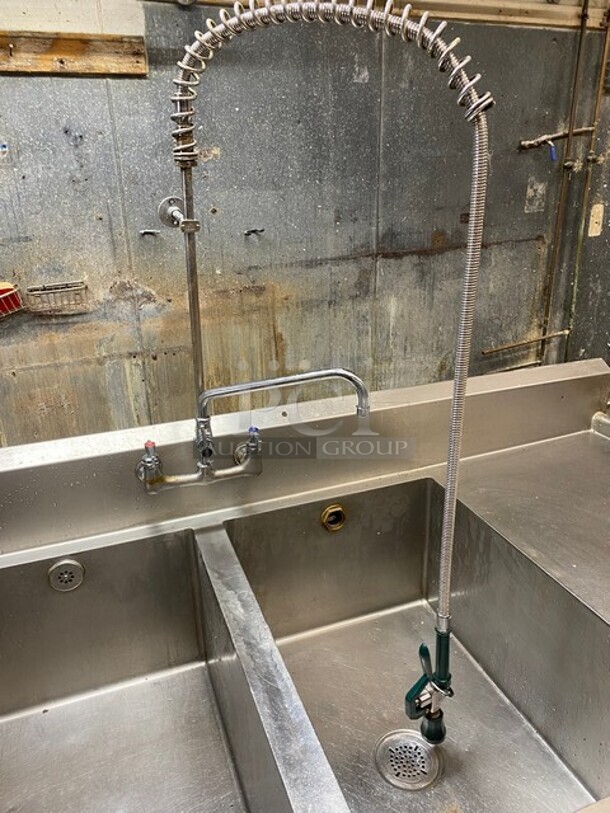 Advance Stainless Steel Commercial 3 Compartment Dish Washing Sink! With Dual Side Drain Board! With Faucet And Handles! Each Compartment 24x30 Excellent For Full Size Sheet Pans! - Image 8 of 9