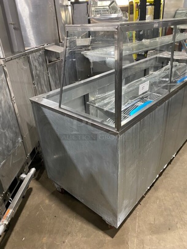 LATE MODEL! 2018 Leader Commercial Refrigerated Food Serving Station Counter/ Cold Pan! With Sneeze Guard! Stainless Steel Body! On Casters! Model: LM96SB SN: AB03M3002 115V 60HZ 1 Phase - Image 2 of 11