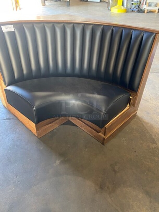 NEW! Single Sided Curved Black Cushioned Booth Seat! With Wooden Outline! Perfect For In The Corner Placement! Can Be Connected With Any Of The Booths Listed! 3x Your Bid!