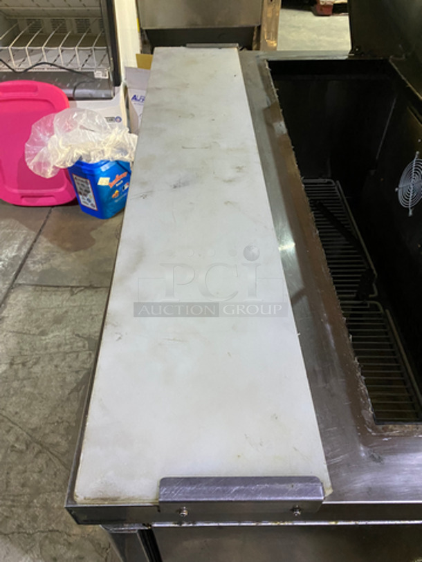 LATE MODEL! 2017 Bison Commercial Refrigerated Sandwich Prep Table! With Cutting Board! With 2 Door Storage Area Underneath! Poly Coated Racks! All Stainless Steel!  On Casters! Model: BST48 SN: BST4800317051000K80026 115V 60HZ 1 Phase - Image 9 of 10